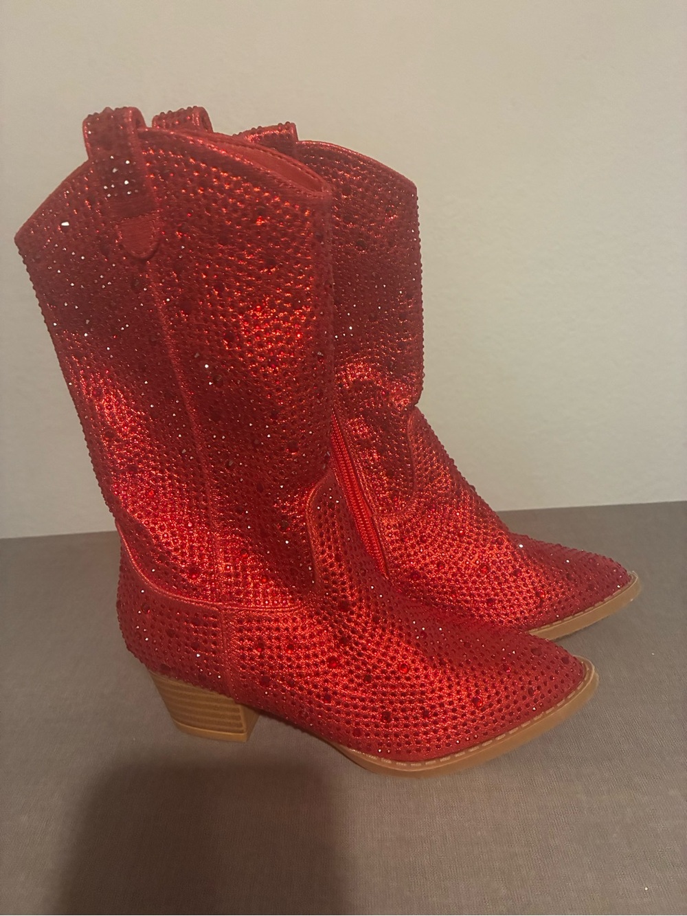 Red Rhinestone Western Ankle Boots little girls size 11